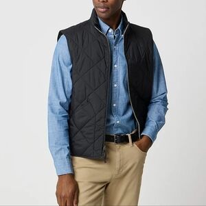 J. Crew Walker Vest Men's Large Black Full Zip Quilted Puffer Pocket